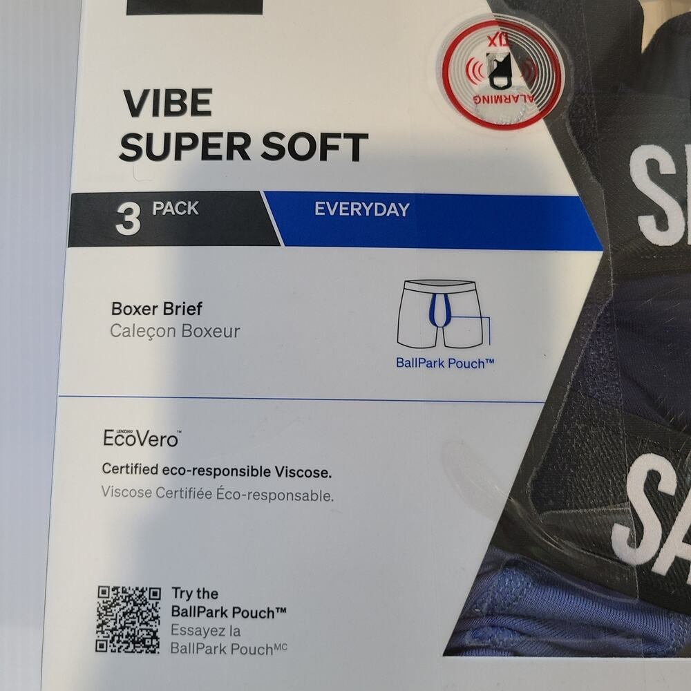 Saxx Vibe Super Soft Boxer Brief Men's Blue/Maritime Blue/Stripe Size S Set of 3